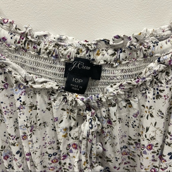 J. Crew Cotton Puff-Sleeve Peasant Mini Dress Micro Floral Soft Rayon 10 Petite - Picture 5 of 7